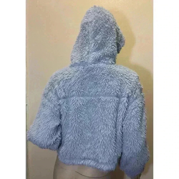 BDG Sherpa Trim Faux Fur Hooded Jacket & Coat in Teal, Small - Picture 4 of 9